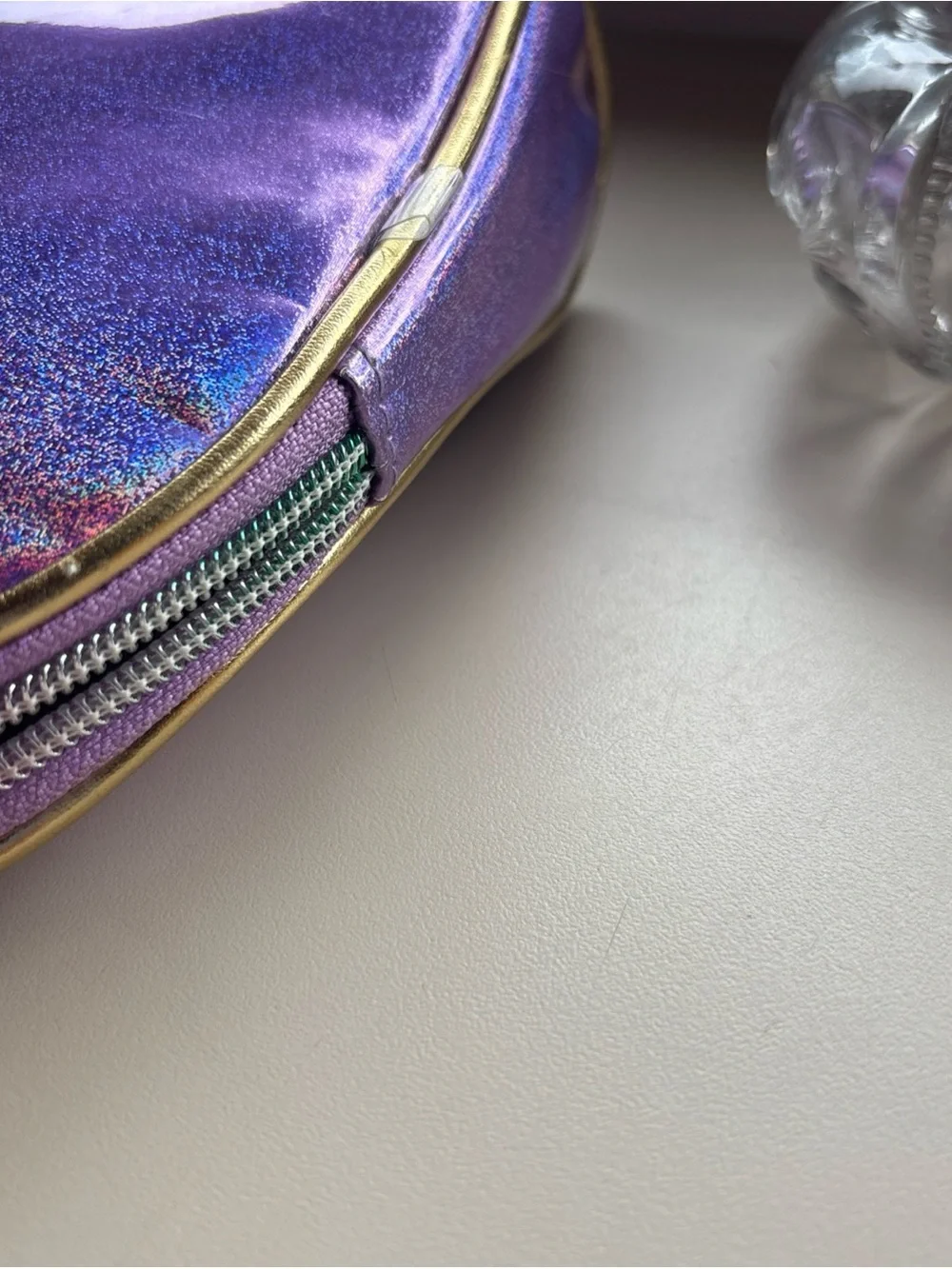 Juicy Couture Cosmetic Bag Purple/Gold Travel Makeup Toiletry Bag Top Zip Pouch